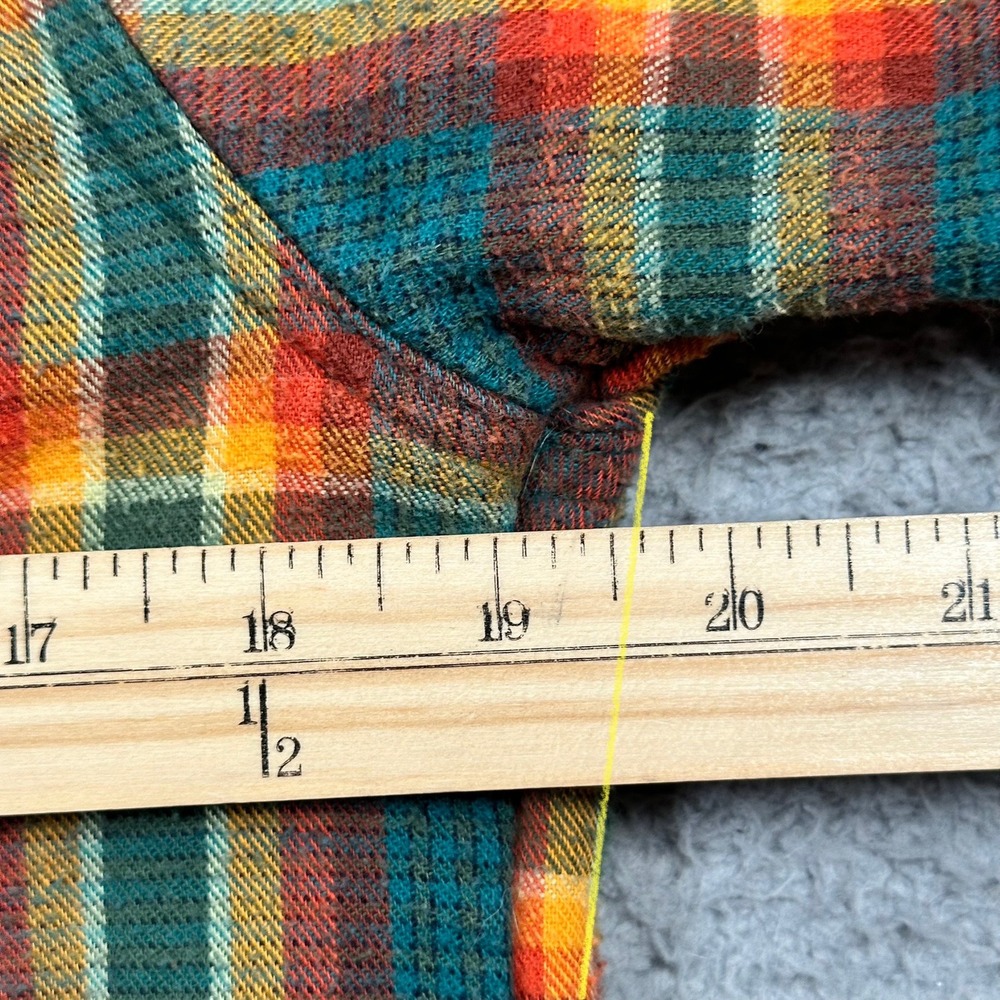 LL Bean Fleece Lined Plaid Flannel Hoodie Shirt Jacket Kids Large 14-16 Outdoor - Picture 7 of 16